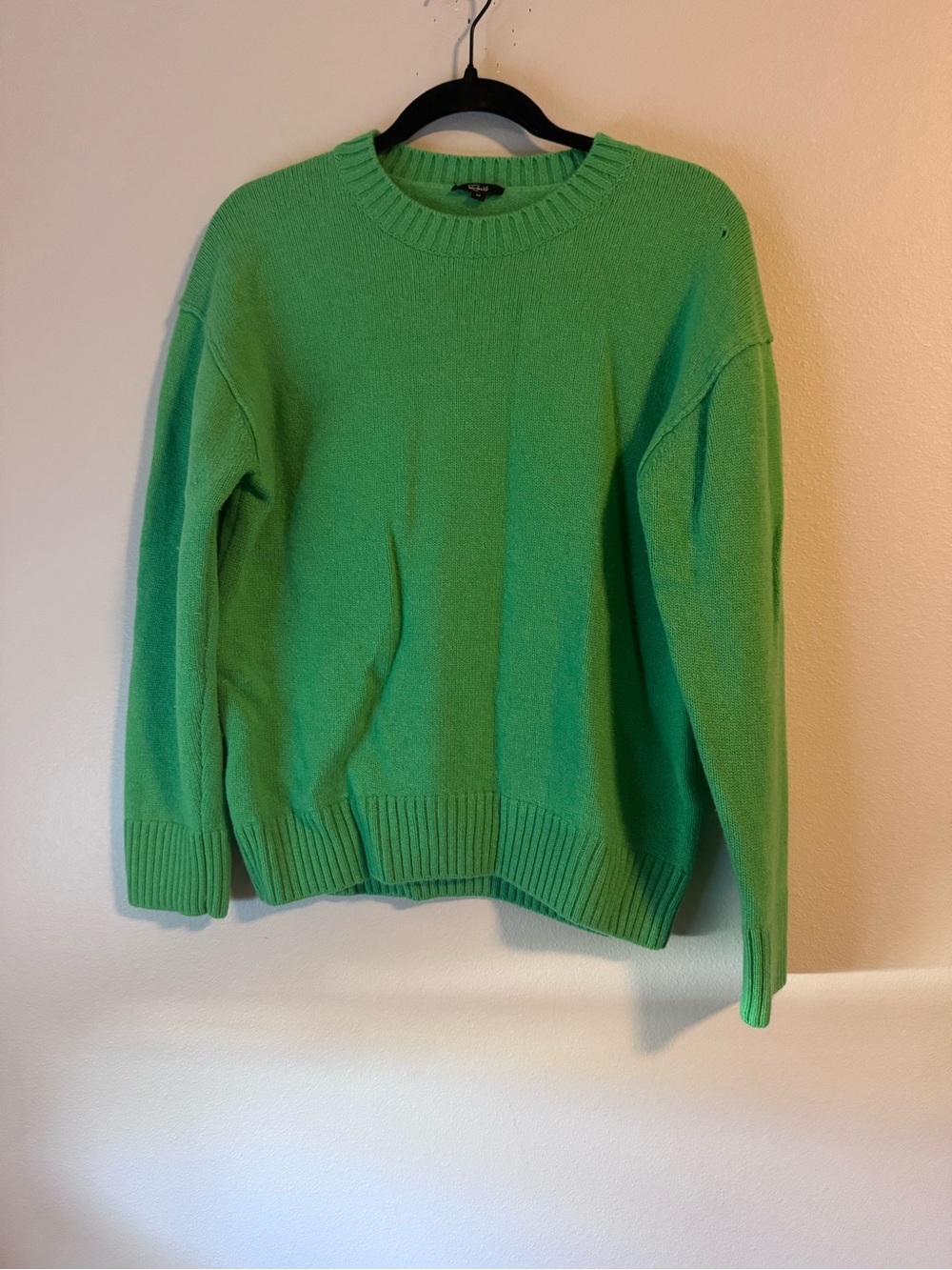 Women’s Rails Green Wool and Cashmere Crewneck Sweater- SMALL HOLE